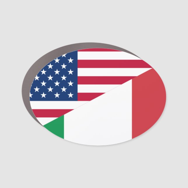 Italian American Italy USA Flag Car Magnet (Front)