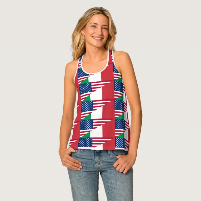 Italian American Italy USA Flag Neck Tank Top (Front Full)