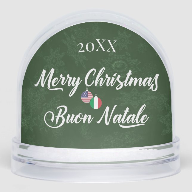 Italian American Merry Christmas Buon Natale Snow Globe (Front)
