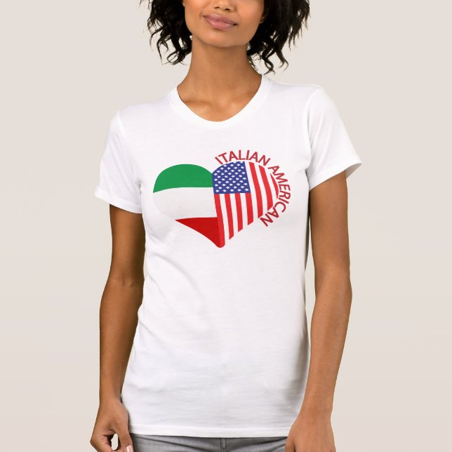Italian American Pride Flag Heart Design T-Shirt (Front)