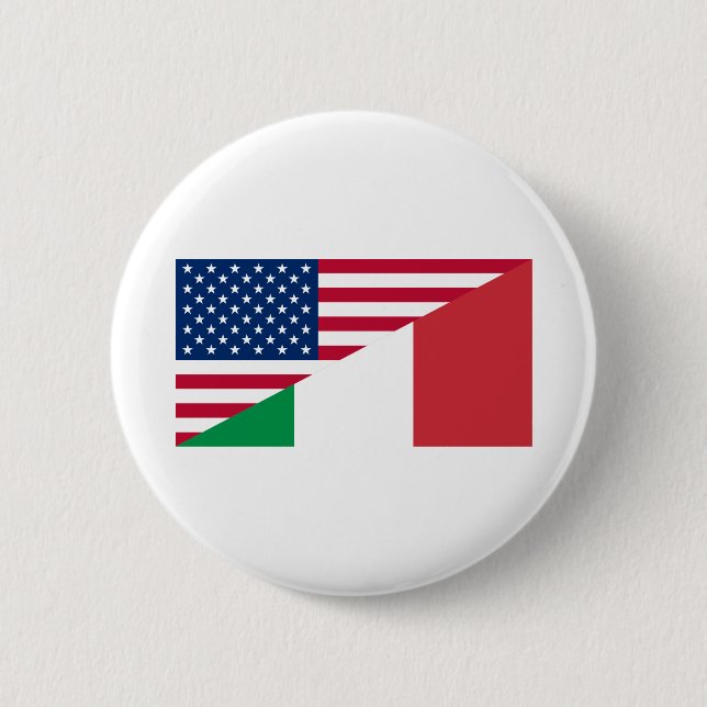 Italian American Pride US Italy Flag Button (Front)