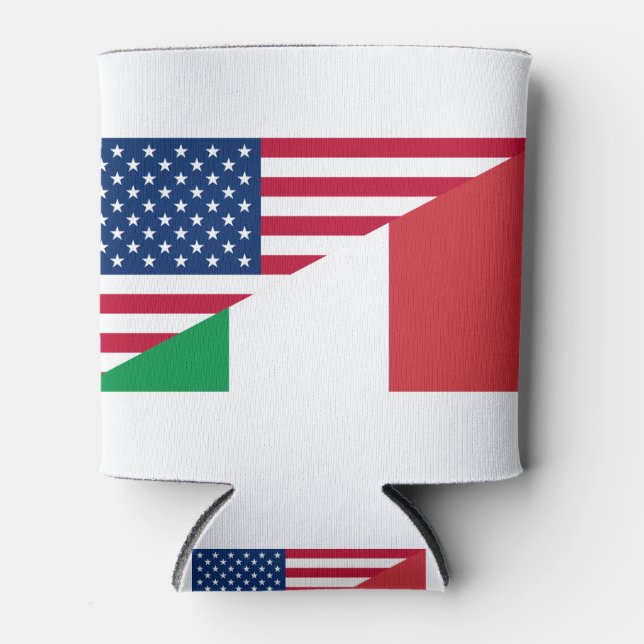 Italian American Pride US Italy Flag Can Cooler (Front)
