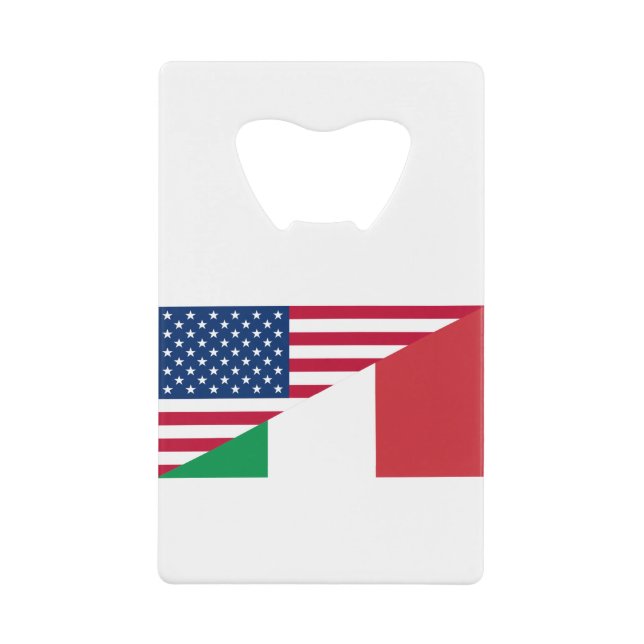 Italian American Pride US Italy Flag Credit Card Bottle Opener (Front)