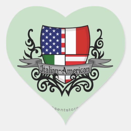 Italian_American Shield Flag Heart Sticker