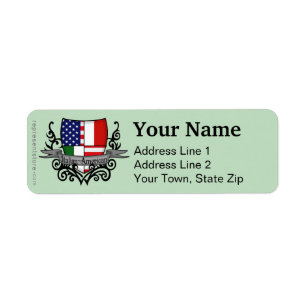 Italian-American Shield Flag Label