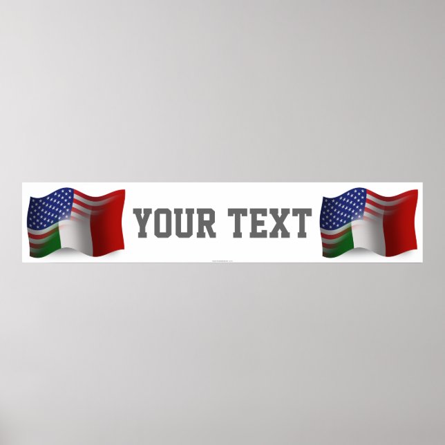 Italian-American Waving Flag Banner Poster (Front)