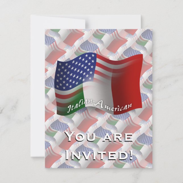 Italian-American Waving Flag Invitation (Front)