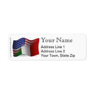 Italian-American Waving Flag Label