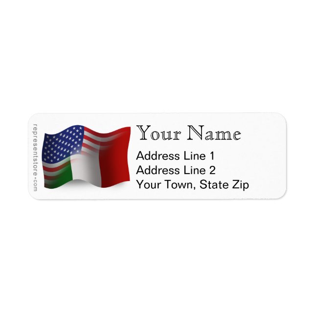 Italian-American Waving Flag Label (Front)