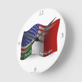 Italian-American Waving Flag Round Clock (Angle)