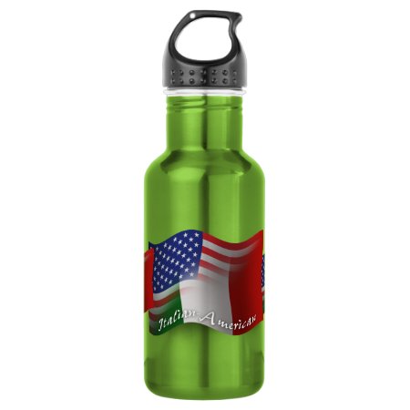 Italian-american Waving Flag Water Bottle