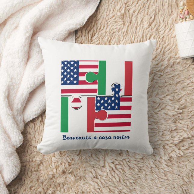 Italian American WELCOME Throw Pillow (Blanket)