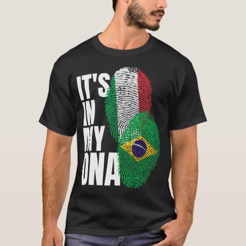 Italian And Brazilian Mix DNA Heritage Flag T_Shir T_Shirt