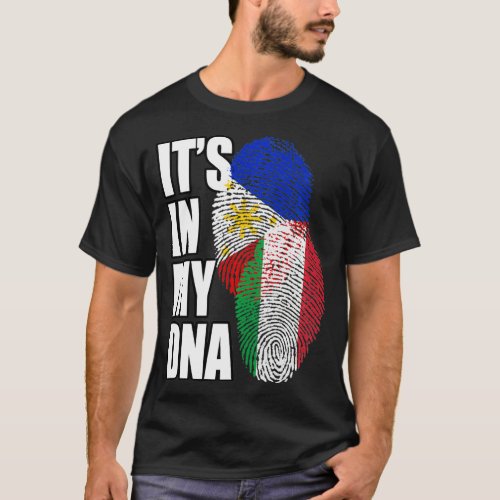 Italian And Filipino DNA Mi Flag Heritage  T_Shirt