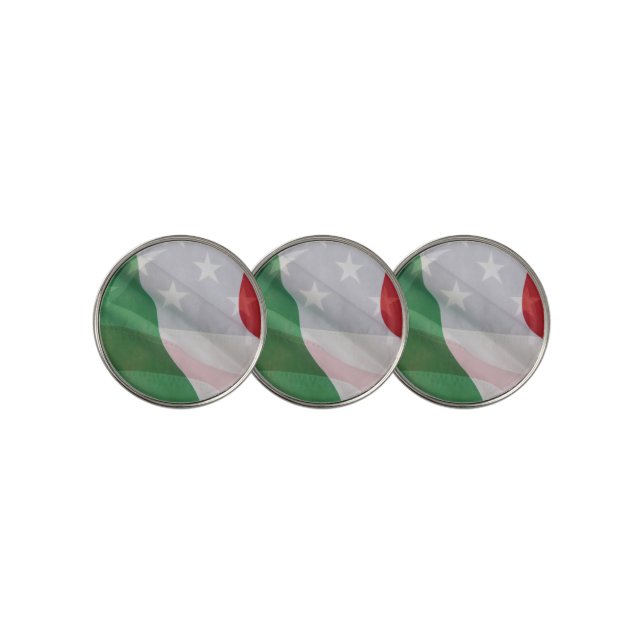 Italian and USA flags Golf Ball Marker (3 Up)