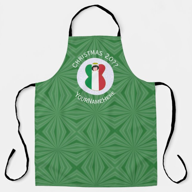 Italian Angel Christmas Flag Personalized Apron (Front)