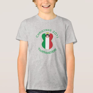 Italian Angel Christmas Flag Personalized Boy's Tri-Blend Shirt