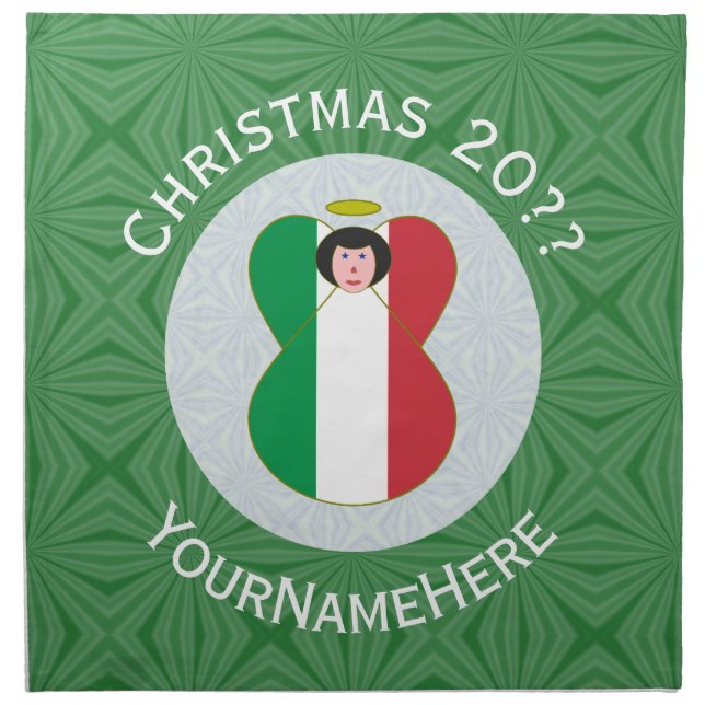 Italian Angel Christmas Flag Personalized Cloth Napkin (Front)