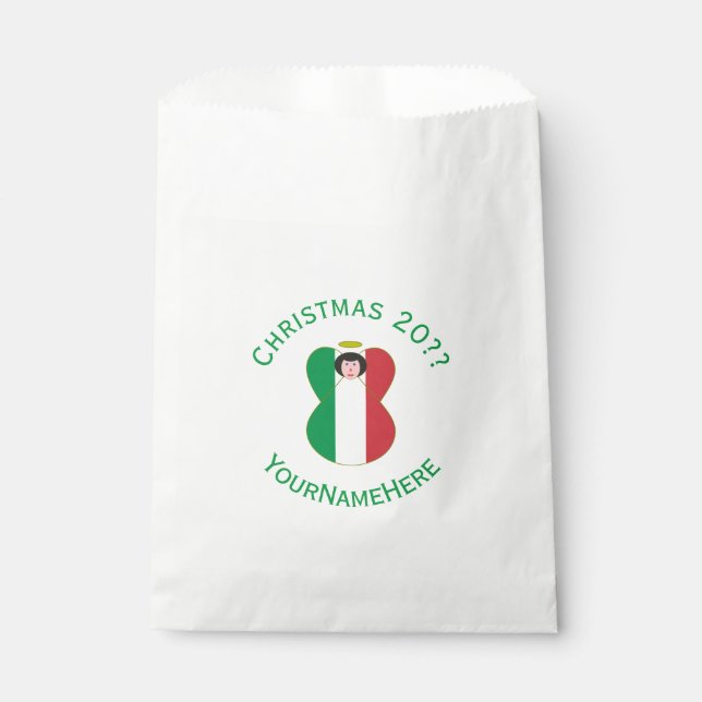 Italian Angel Christmas Flag Personalized  Favor Bag (Front)