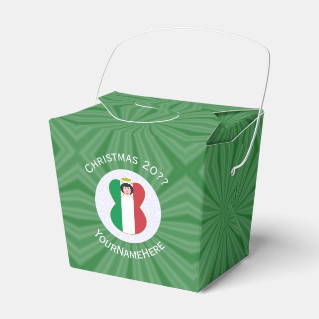 Italian Angel Christmas Flag Personalized  Favor Boxes (Front Side)