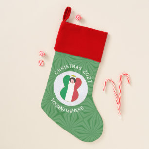 Italian Angel Christmas Flag Personalized  Stocking