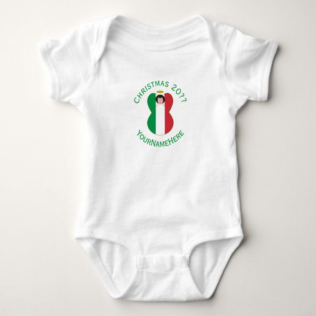 Italian Angel Christmas Flag Personalized Women's  Baby Bodysuit (Front)