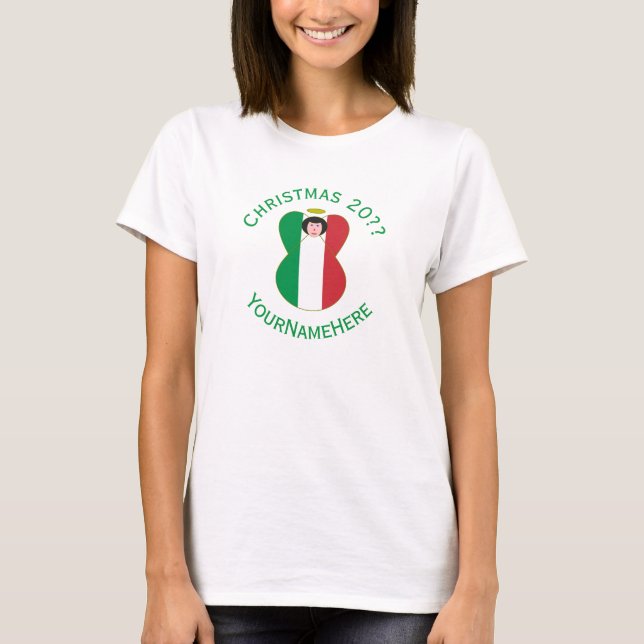 Italian Angel Christmas Flag Personalized Women's  T-Shirt (Front)