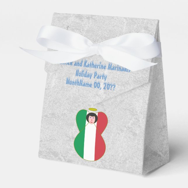 Italian Angel Flag Black Hair Favor Boxes (Front Side)