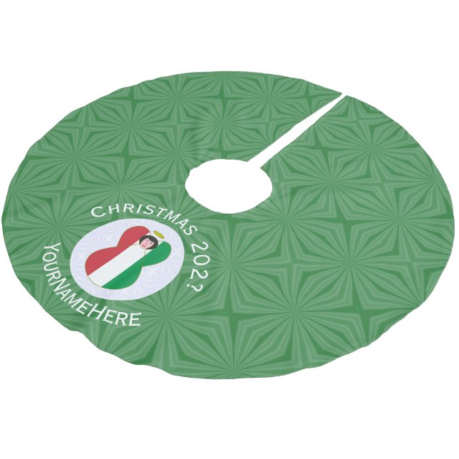 Italian Angel Flag for Christmas Brushed Polyester Tree Skirt (Angled)