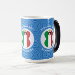 Italian Angel Flag for Hanukkah Color Morph Mug<br><div class="desc">Magic morphing mug features an Italian Flag Angel, dressed in the flag of Italy, inside a white, fractal circle of squiggly squares. The circle is on a blue fractal background of squiggly squares. Add a name, holiday, and year to personalize your mug as a gift or to add to your...</div>