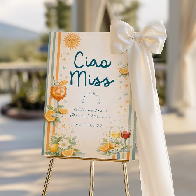 Italian Aperitivo Citrus Ciao Miss Bridal Shower Foam Board (Creator Uploaded)