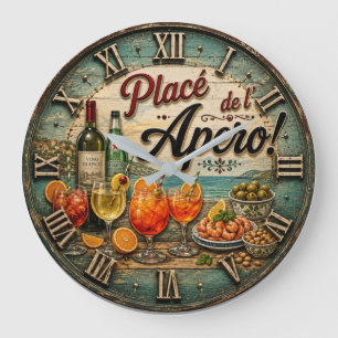 Italian Aperitivo Spritz Cocktail Kitchen Large Clock