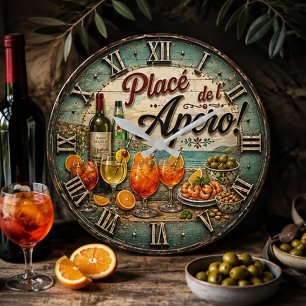 Italian Aperitivo Spritz Cocktail Kitchen Large Clock