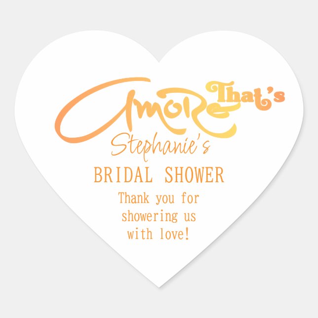 Italian Aperol Cocktail That's Amore Bridal Shower Heart Sticker (Front)