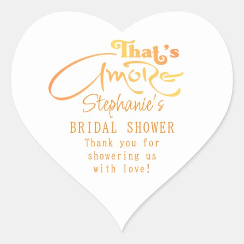 Italian Aperol Cocktail Thats Amore Bridal Shower Heart Sticker