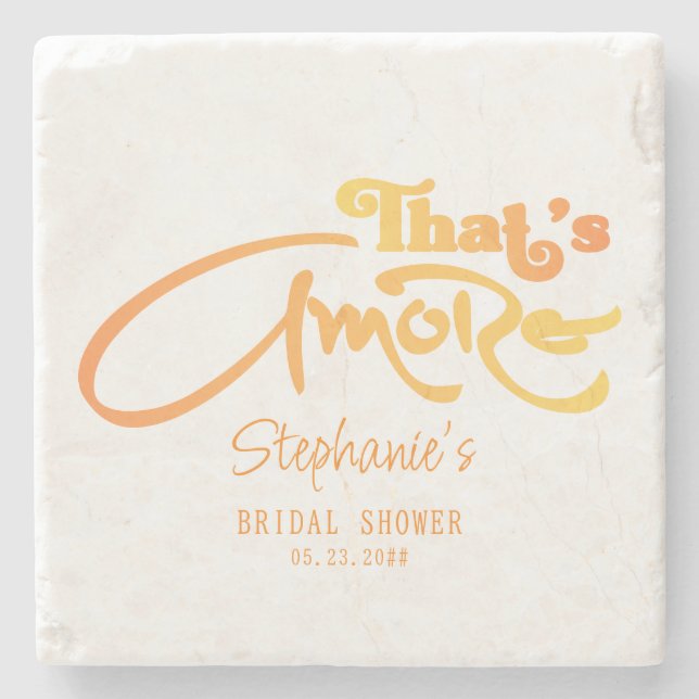 Italian Aperol Cocktail That's Amore Bridal Shower Stone Coaster (Front)