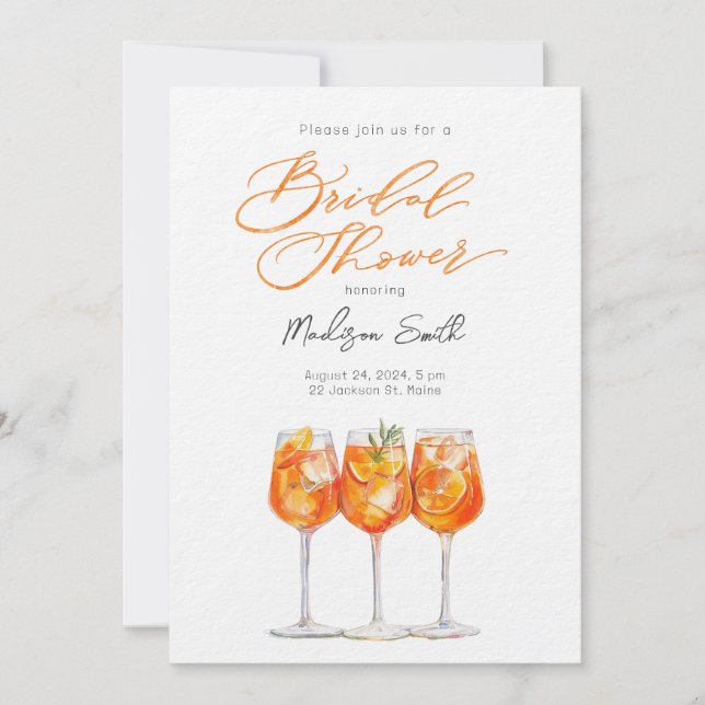 Italian Aperol Spritz Bridal Shower Invitation (Front)