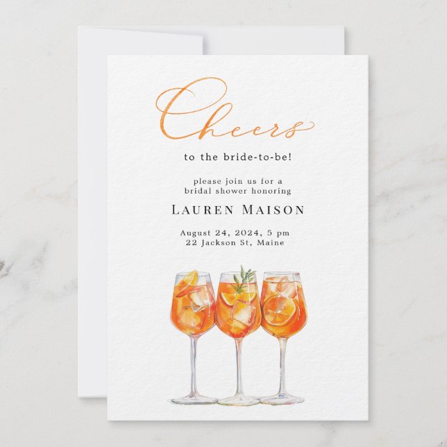 Italian Aperol Spritz Bridal Shower Invitation (Front)