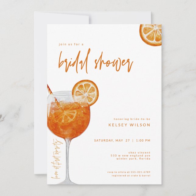 Italian Aperol Spritz Bridal Shower Invitation (Front)