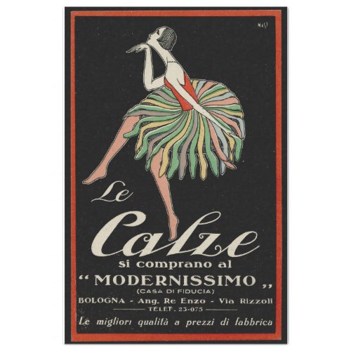 ITALIAN ART DECO HOSERY ADVERTISMENT TISSUE PAPER