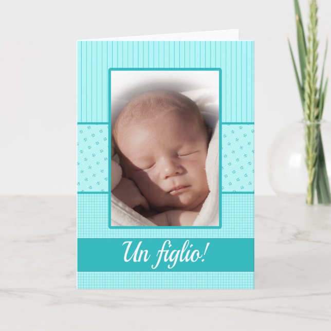 Italian Baby Boy Birth Announcement (Front)