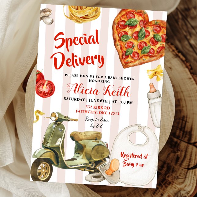 italian baby shower pizza special delivery invitation (Creator Uploaded)