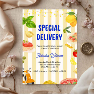 Italian Baby Shower Special Delivery Lemon Pasta  Invitation