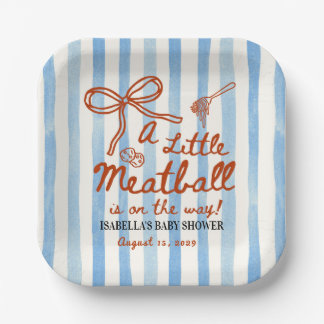 Italian Baby Shower Theme Blue Stripes Paper Plates