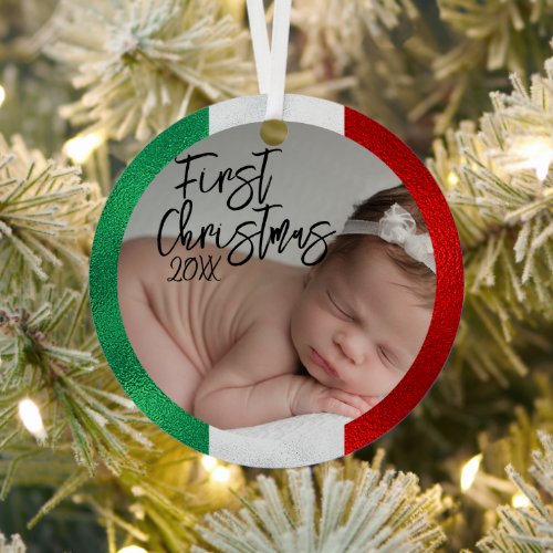 Italian Babys First Christmas  Metal Ornament