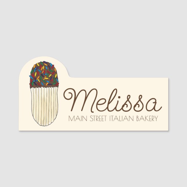 Italian Bakery Butter Cookie Chocolate Sprinkles Name Tag (Front)