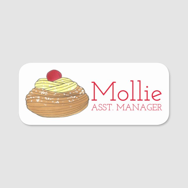 Italian Bakery Cafe Zeppole Pastry Dessert Name Tag (Front)
