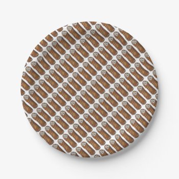 Italian Bakery Chocolate Cannoli Dessert Pastry Paper Plates by rebeccaheartsny at Zazzle