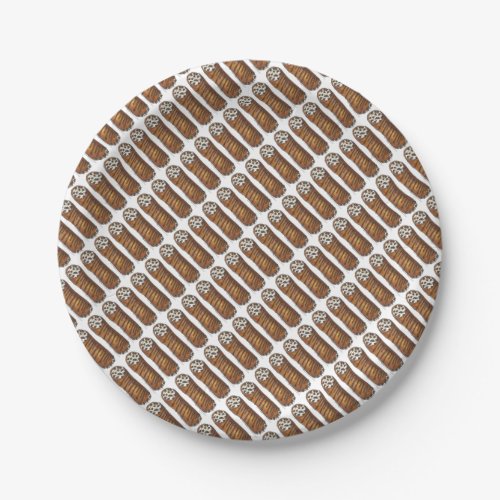 Italian Bakery Chocolate Cannoli Dessert Pastry Paper Plates