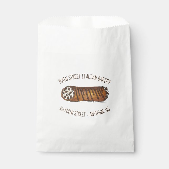 Italian Bakery Chocolate Chip Cannoli Pastry Favor Bag (Front)